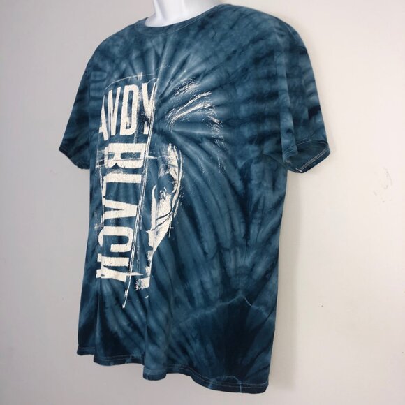 Andy Black T-Shirt Mens L Blue White Tie Dye Vans Warped Tour 2017 Short Sleeve - Picture 2 of 9